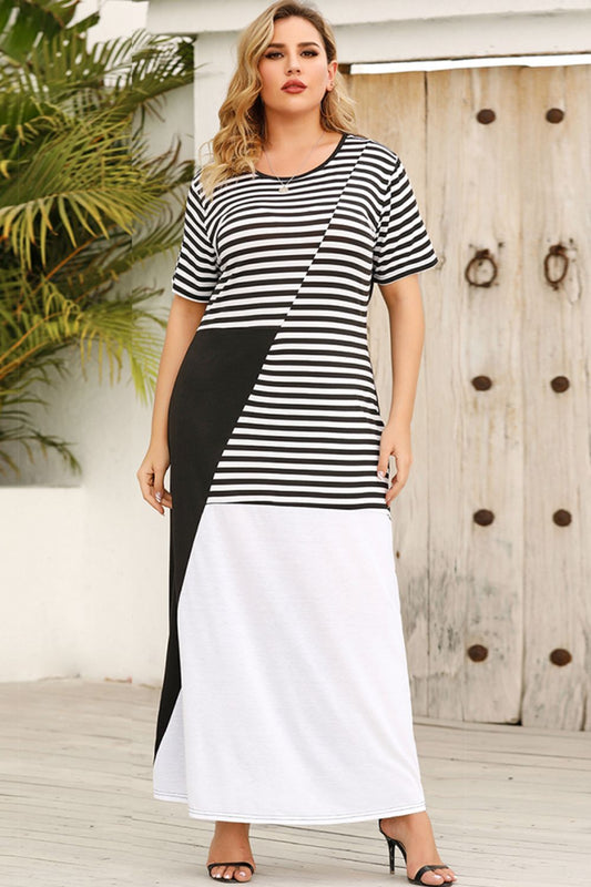 Plus Size Striped Color Long Beach Dress