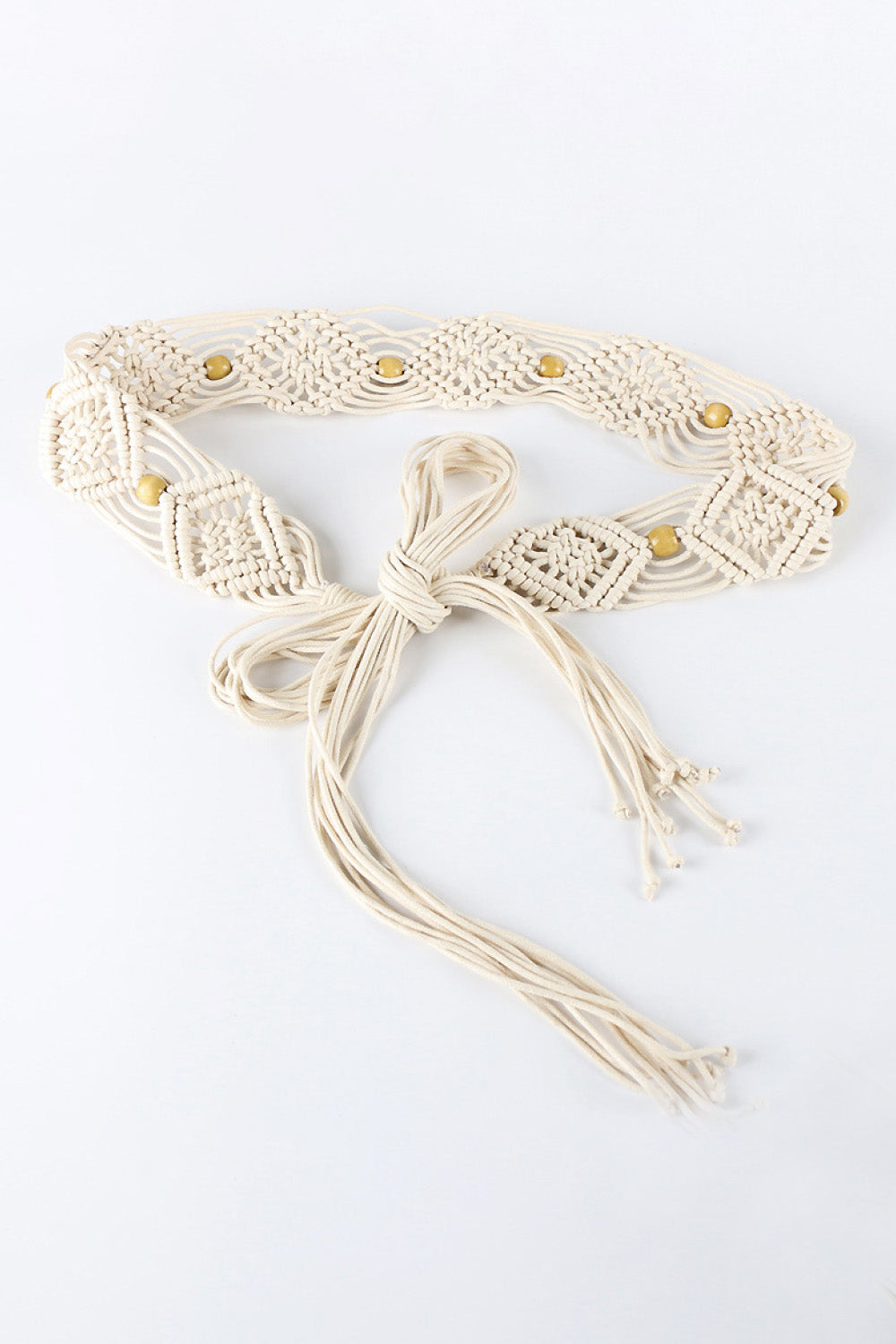 Boho Braid Belt with Fringes & Wood Beads