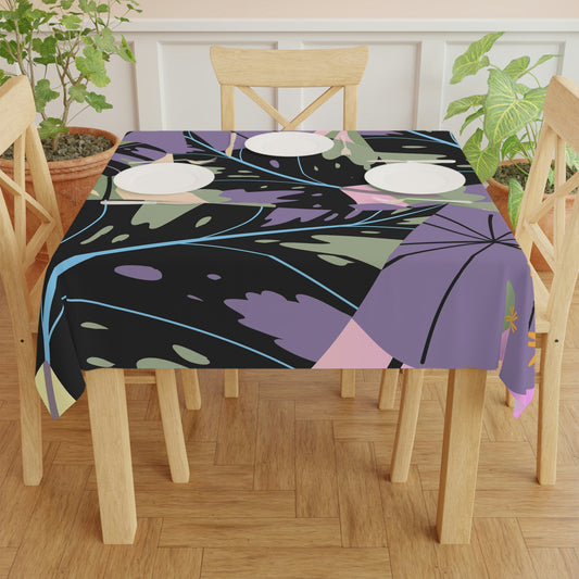 Lavender Jungle Collection Tablecloth, Custom Designed Tropical Art Tablecloth