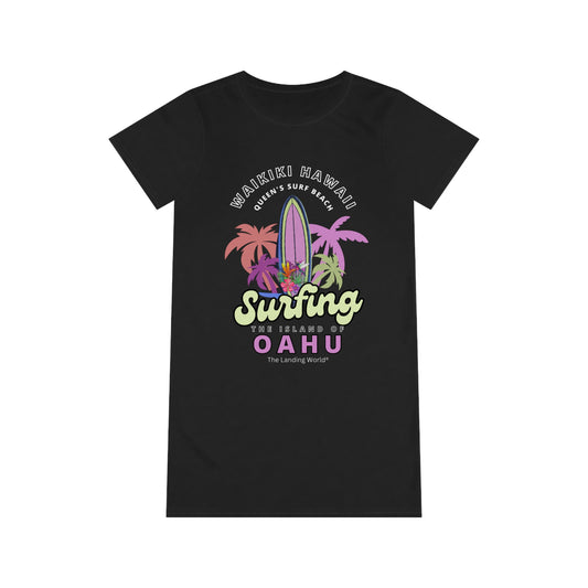 Organic T-Shirt Dress, Surfing Oahu Long Shirt, Organic Surfing Shirt