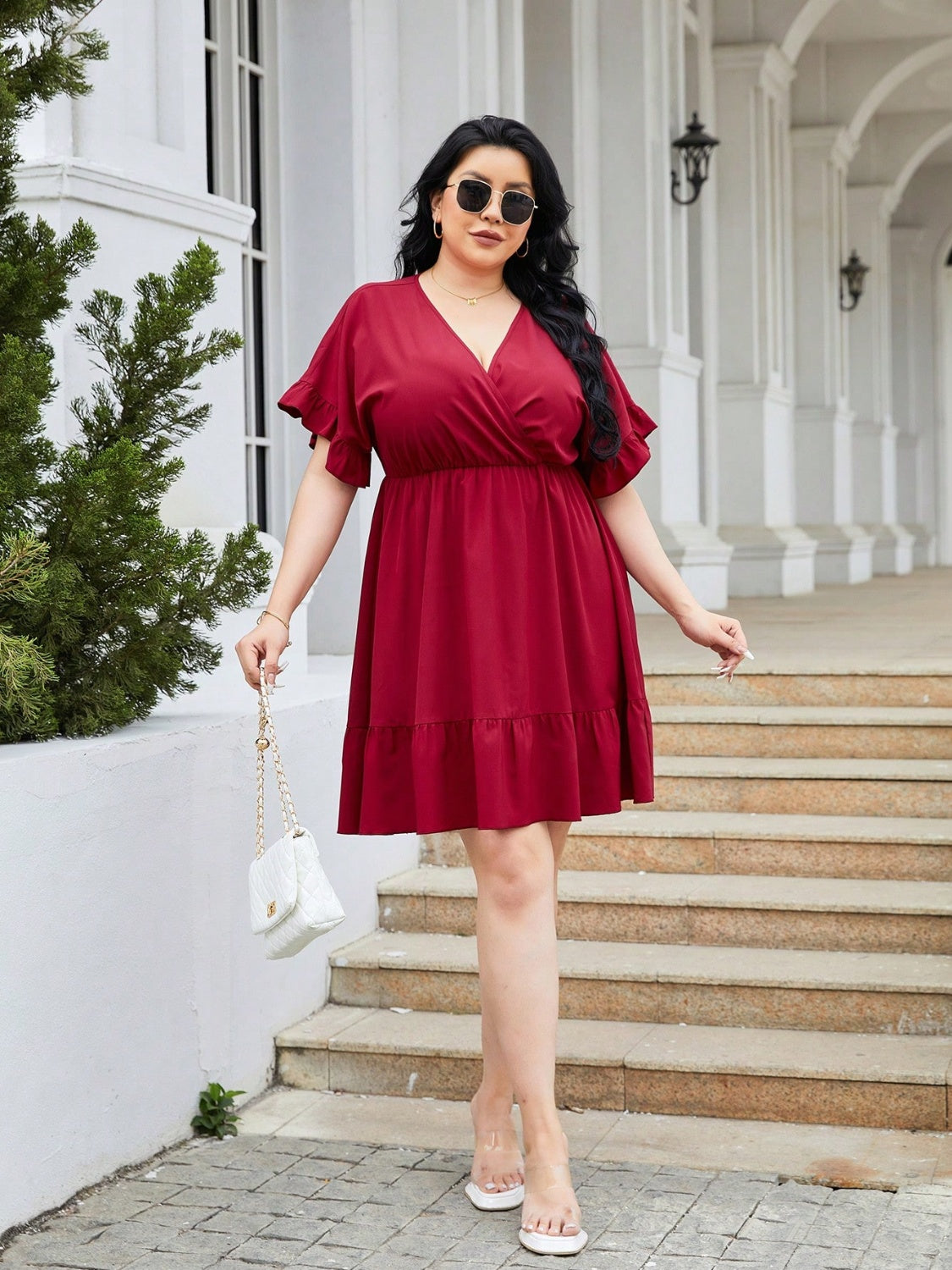 Plus Size Short Red Resort Dress