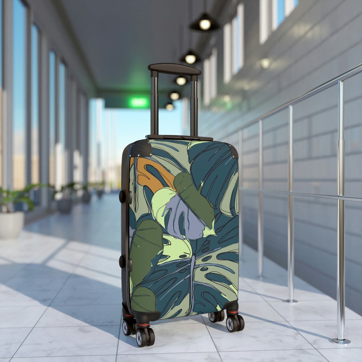 Hawaii Monstera Collection Suitcases, Tropical Custom Designed Monstera Leaf Suitcases