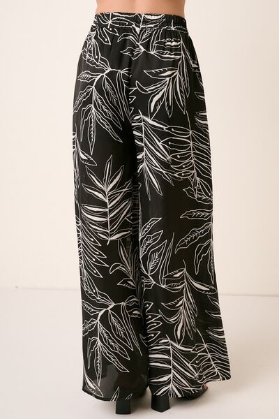 Tropical Print Wide Leg Resort Pants