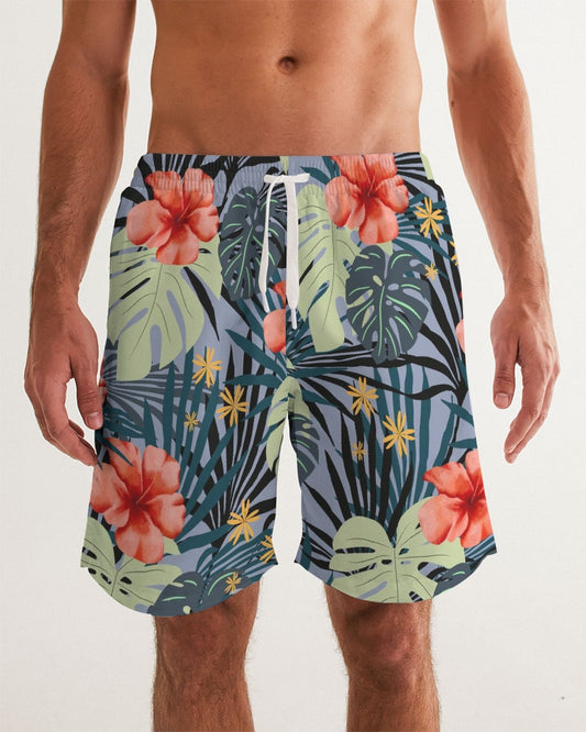 Hawaiian Hibiscus Men's Hawaiian Print Swim Trunk