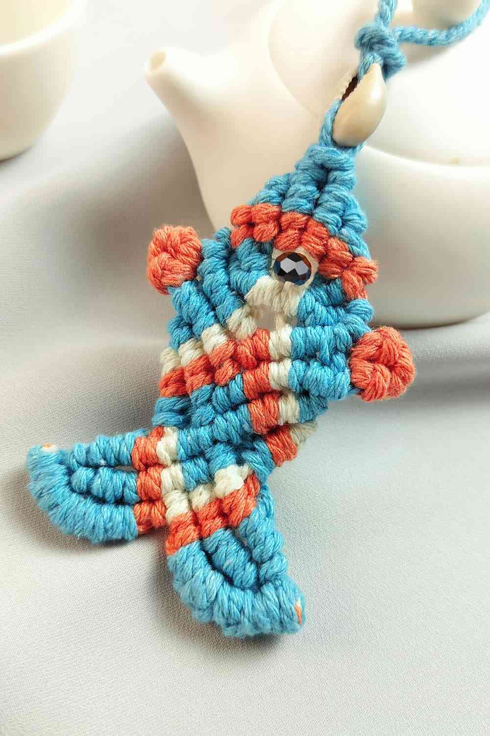 Cotton Cord Fish Shape Pendant Necklace