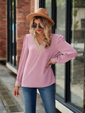 V-Neck Long Sleeve Blouse