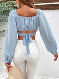 Sky Blue Cropped Resort Blouse