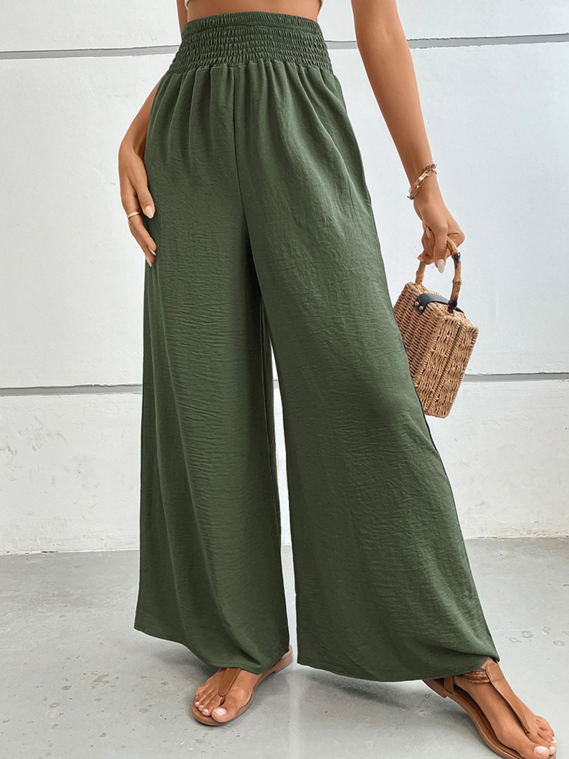 Wide Waistband Relax Fit Long Resort Pants