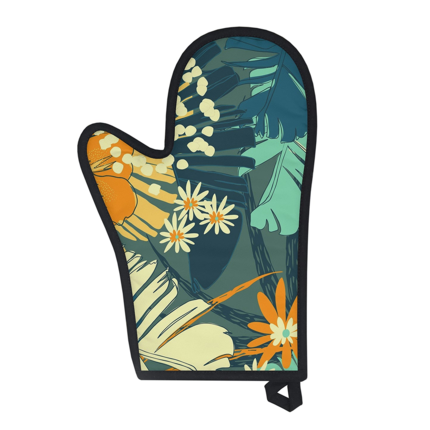 Jungle Blues Collection Oven Glove, Tropical Designer Oven Glove, Oven Mit.