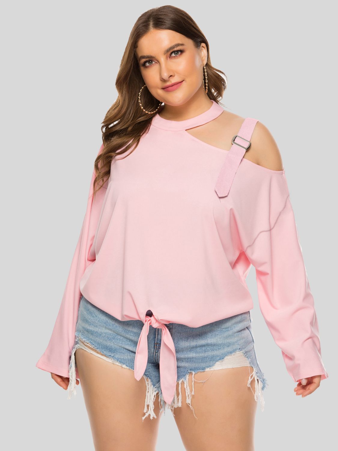 Plus Size One Buckle Shoulder Summer Top