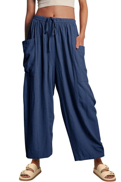 Beachy Pocketed Drawstring Wide Leg Pants