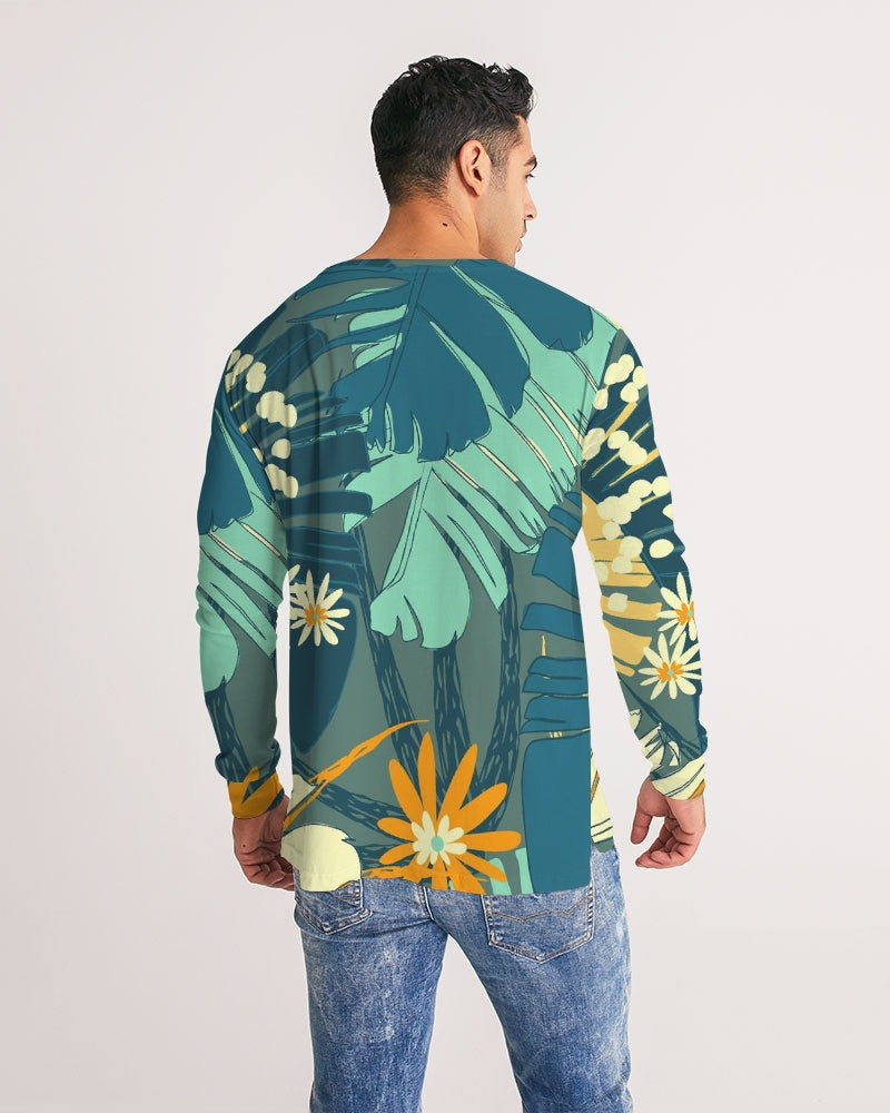 Jungle Blues Men's Long Sleeve Tropical Print T'Shirt