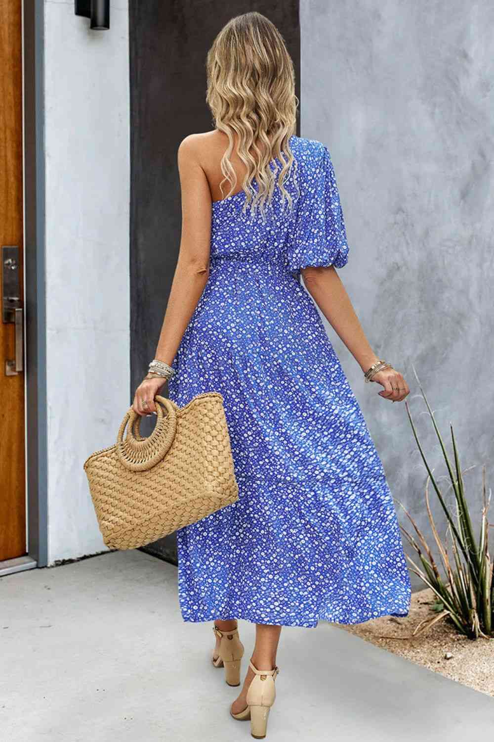 One-Shoulder Tie Belt Resort Maxi Dress