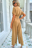 Travel Vacation Jumpsuit with Waist Tie