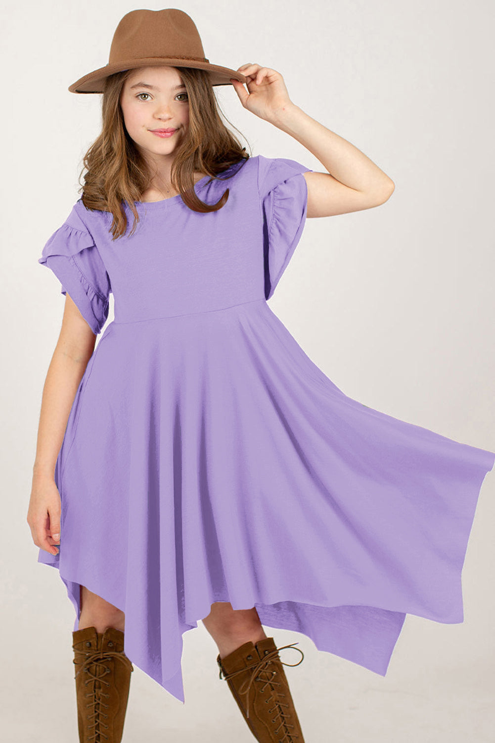 Girls Petal Sleeve Summer Dress
