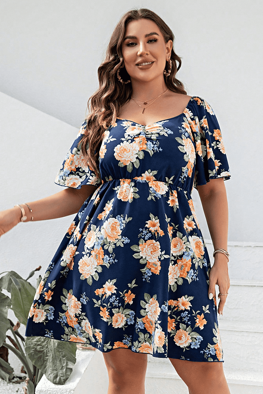 Plus Size Floral Mini Resort Dress