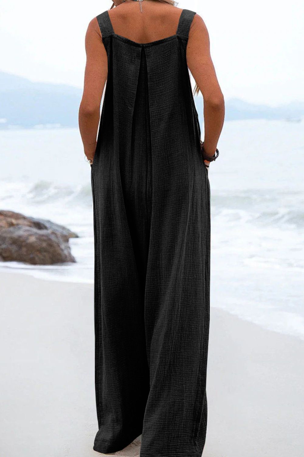 Boho Beach Wide Leg Jumpsuit with Pockets