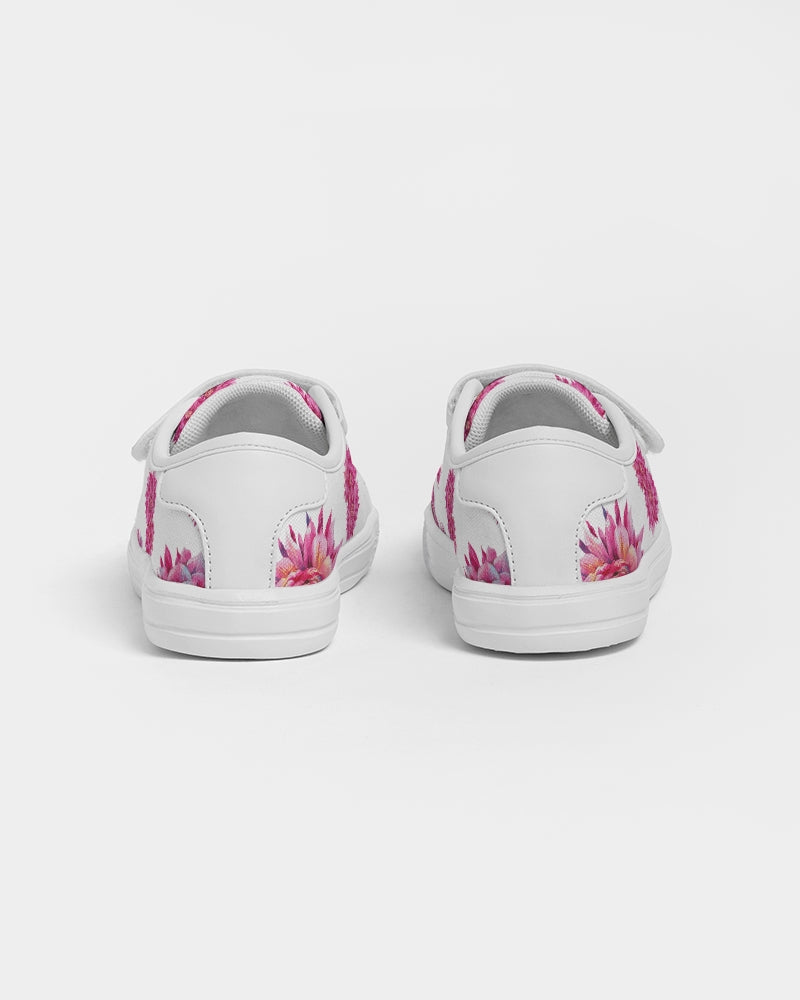 Luxe Pink Flowers Kids Velcro Sneaker