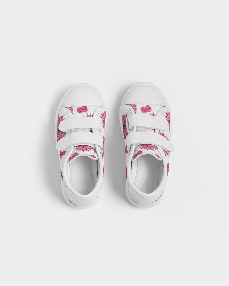Luxe Pink Flowers Kids Velcro Sneaker