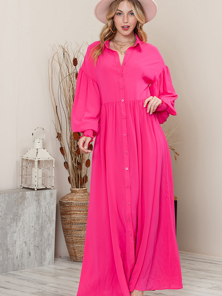 Pink Long Sleeve Beach Dress