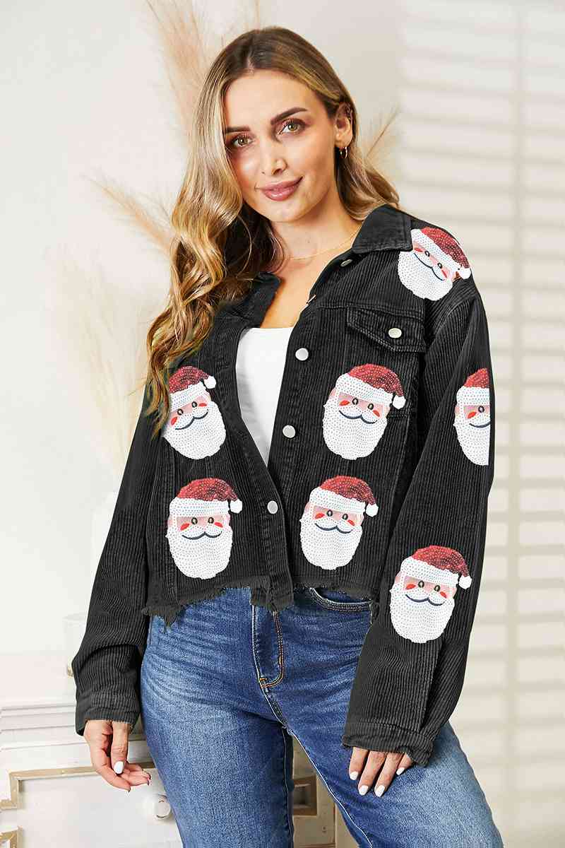 Santa Sequin Raw Hem Jacket