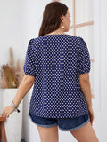 Plus Size Polka Dot Resort Vacay Blouse