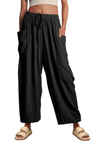 Beachy Pocketed Drawstring Wide Leg Pants