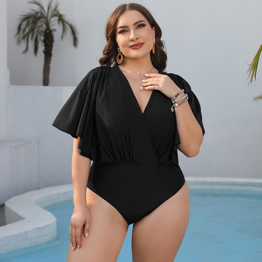 Plus Size Black Elegant Resort One-Piece Swimsuit