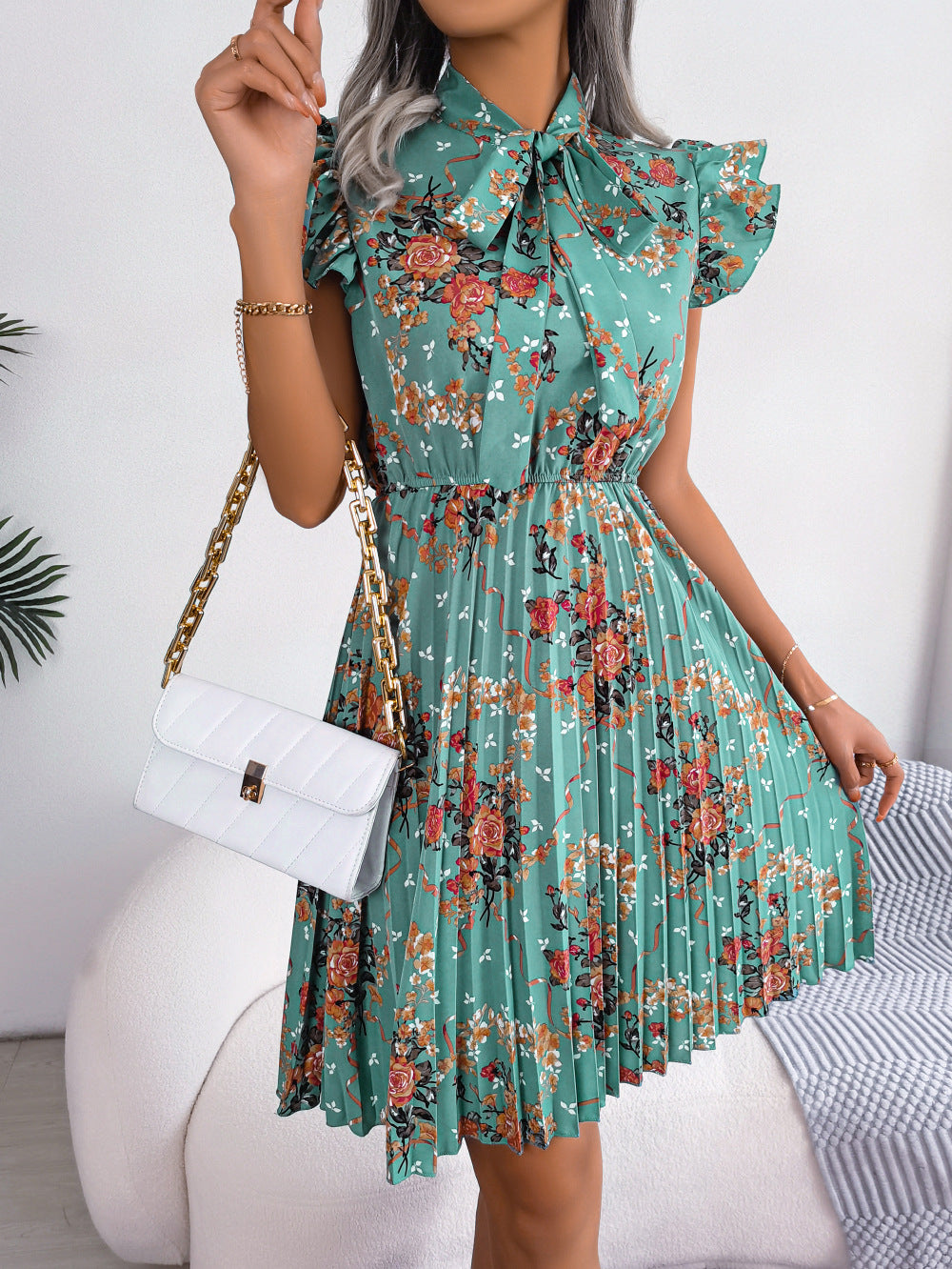 Bow Tie Floral Resort Dress