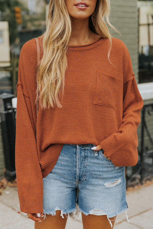 Cute Brown Baggy Beach Sweater