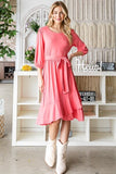 Tie Front Ruffle Hem Pink Resort Dress