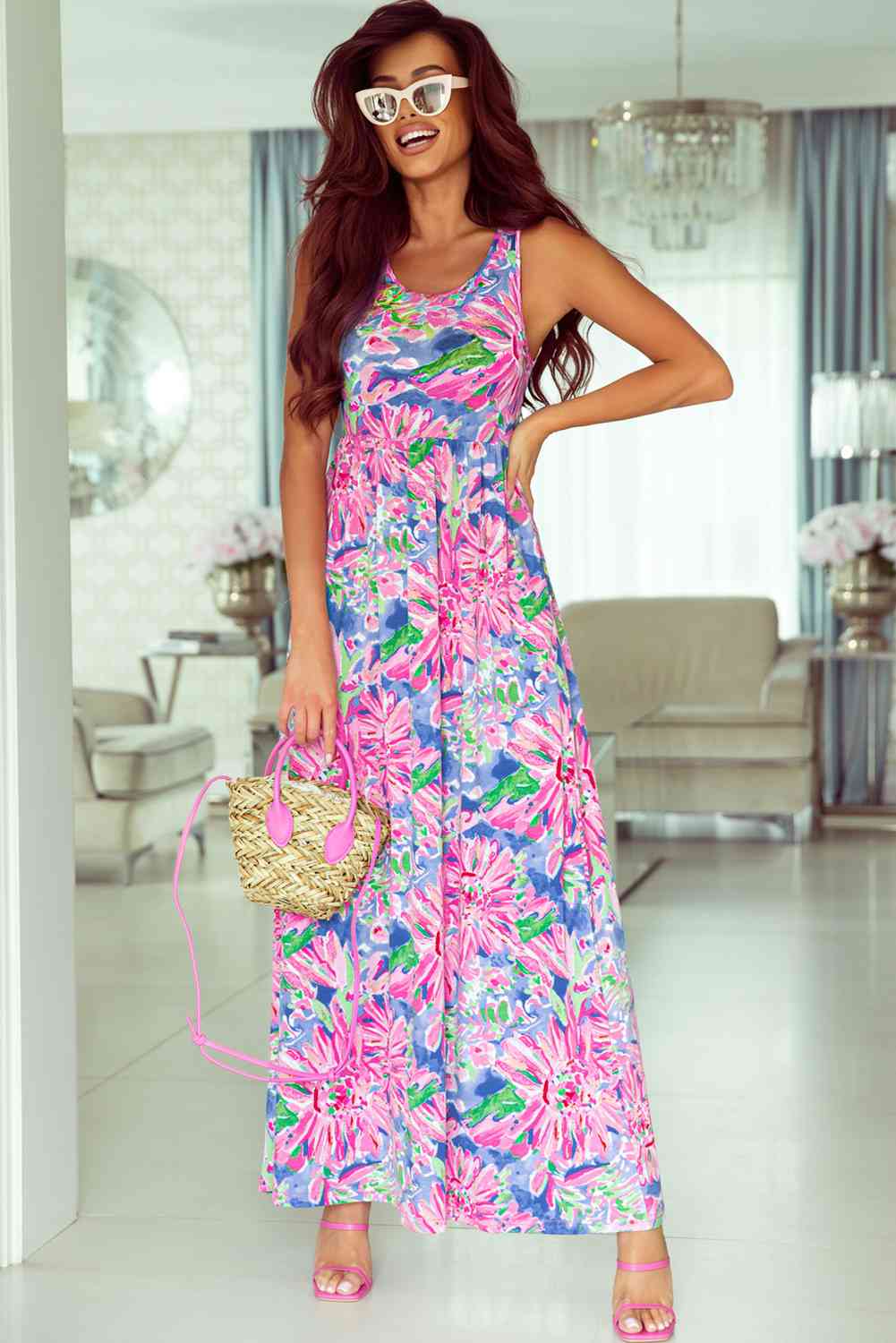 Floral Sleeveless Resort Maxi Dress