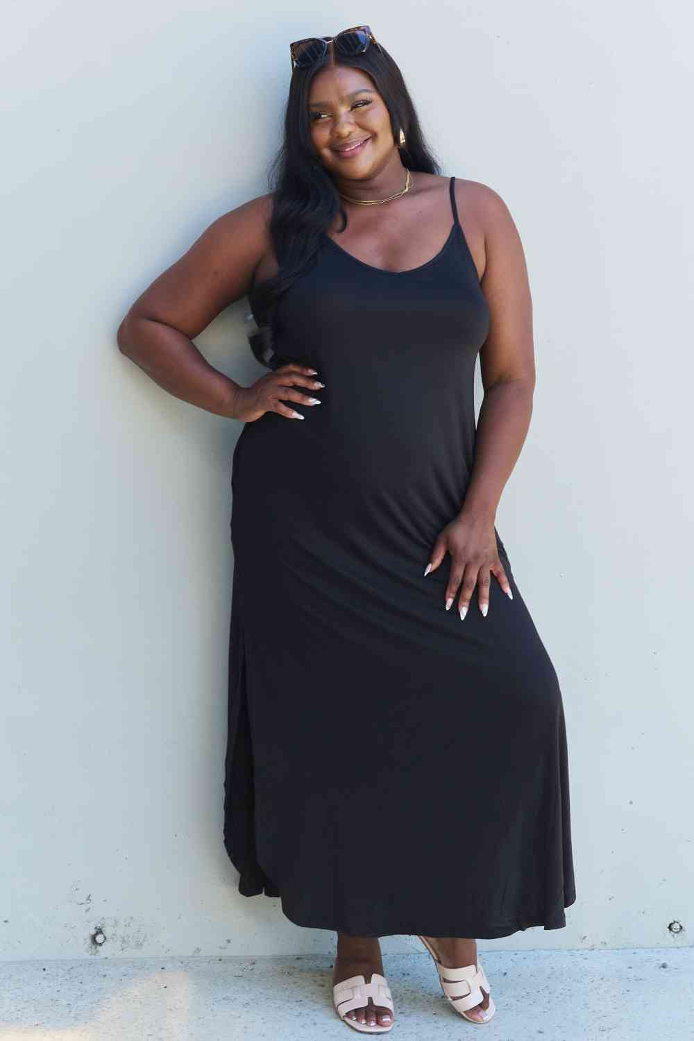 Plus Size Summer Maxi Dress in Black