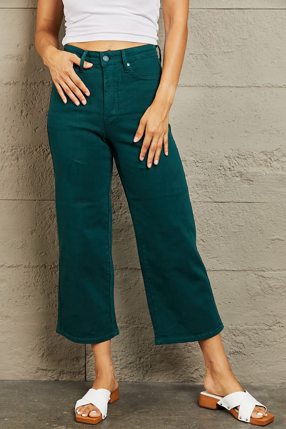 Judy Blue Hailey Full Size Tummy Control High Waisted Cropped Wide Leg –  The Landing World