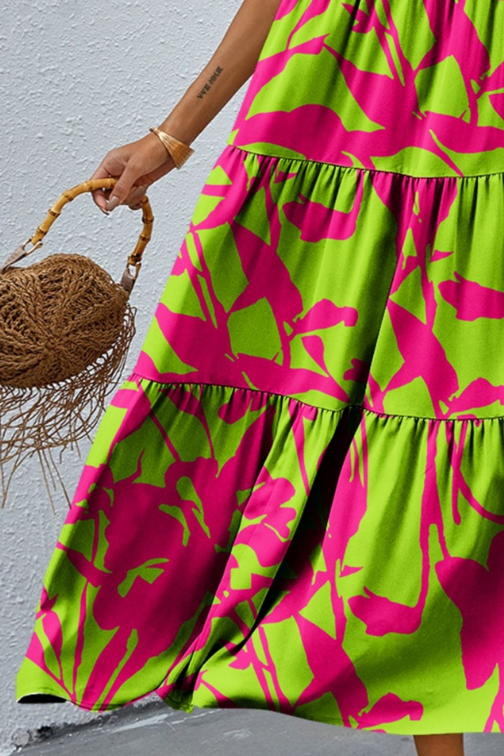 Bold Boho Tiered Summer Midi Dress