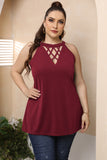 Plus Size Halter Neck Cutout Sleeveless Summer Resort Blouse