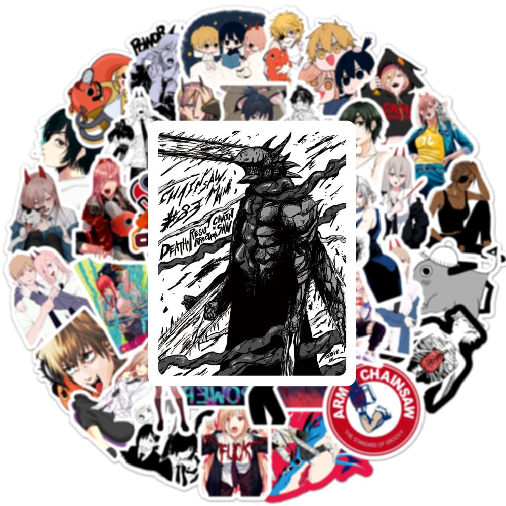 50 Piece Chainsaw Man Stickers, Manga Anime Stickers