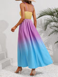 Ombre Gradient Rainbow Beach & Resort Maxi Dress