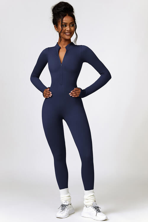 Half Zip Long Sleeve Sport Jumpsuit