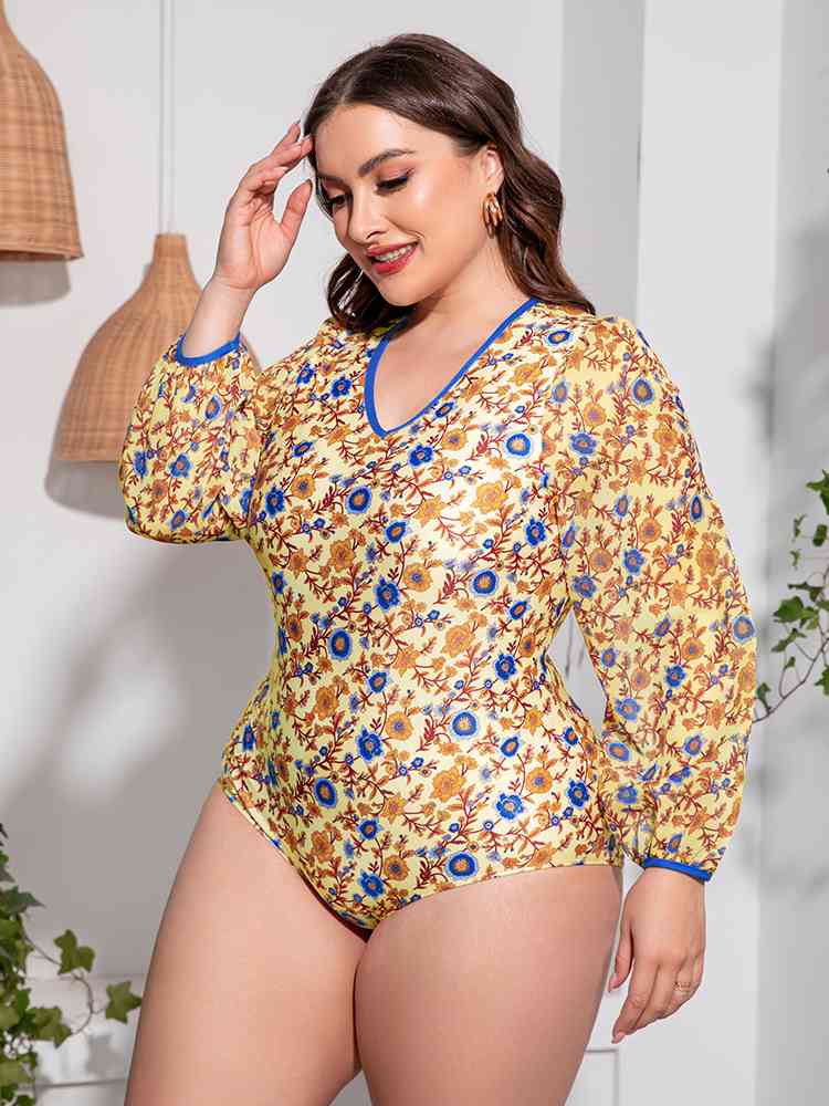 Plus Size Floral Swimsuit