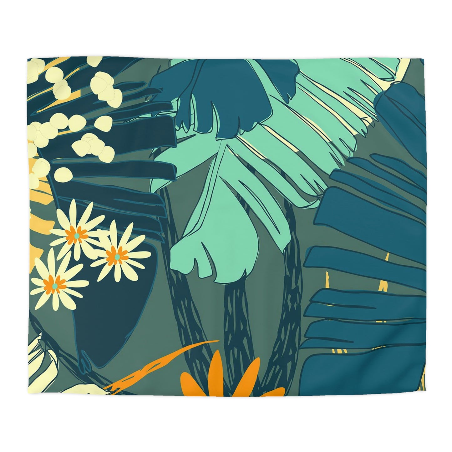 Jungle Blues Tropical Print Microfiber Duvet Cover