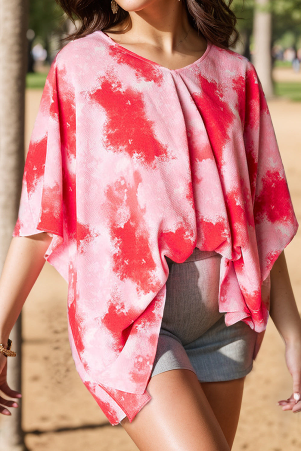 Plus Size Tie-Dye Long Summer Top