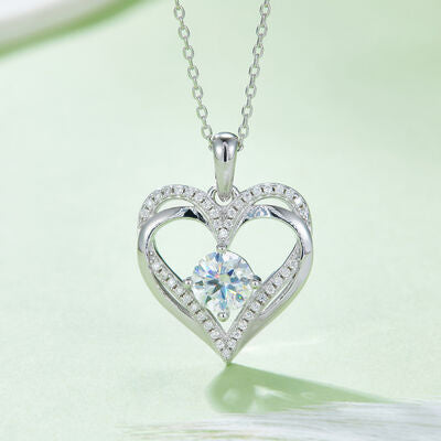 1.2 Carat Moissanite 925 Sterling Sliver Heart Necklace