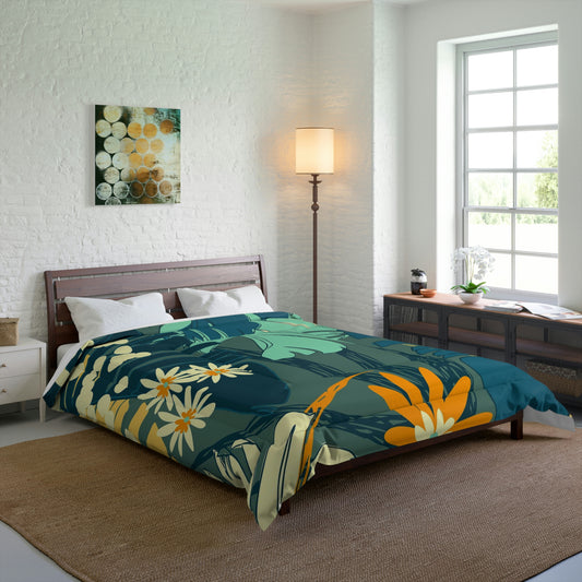 Jungle Blues Collection Comforter, Tropical Print Comforter
