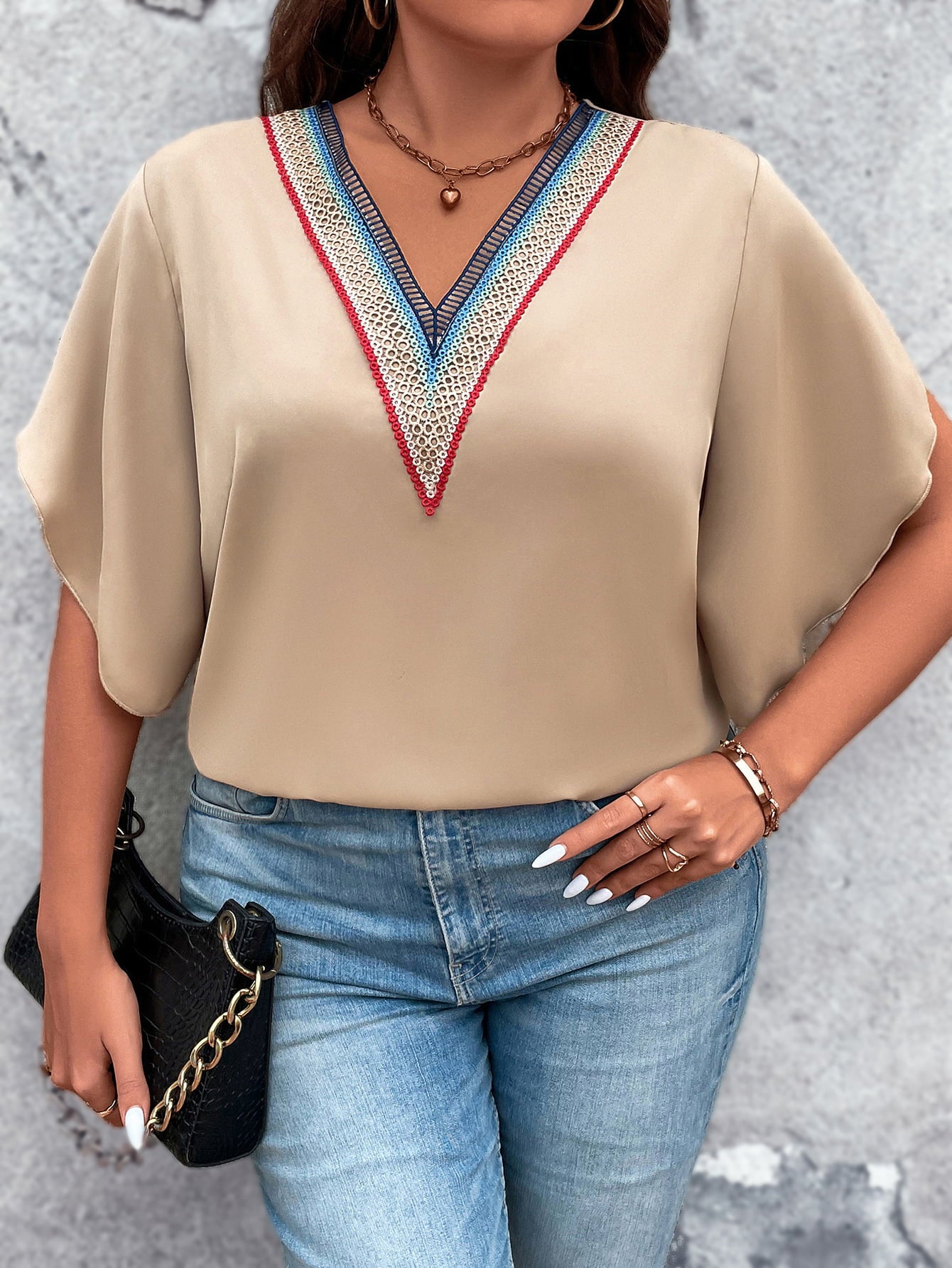 Plus Size Resort Flutter Sleeve Blouse