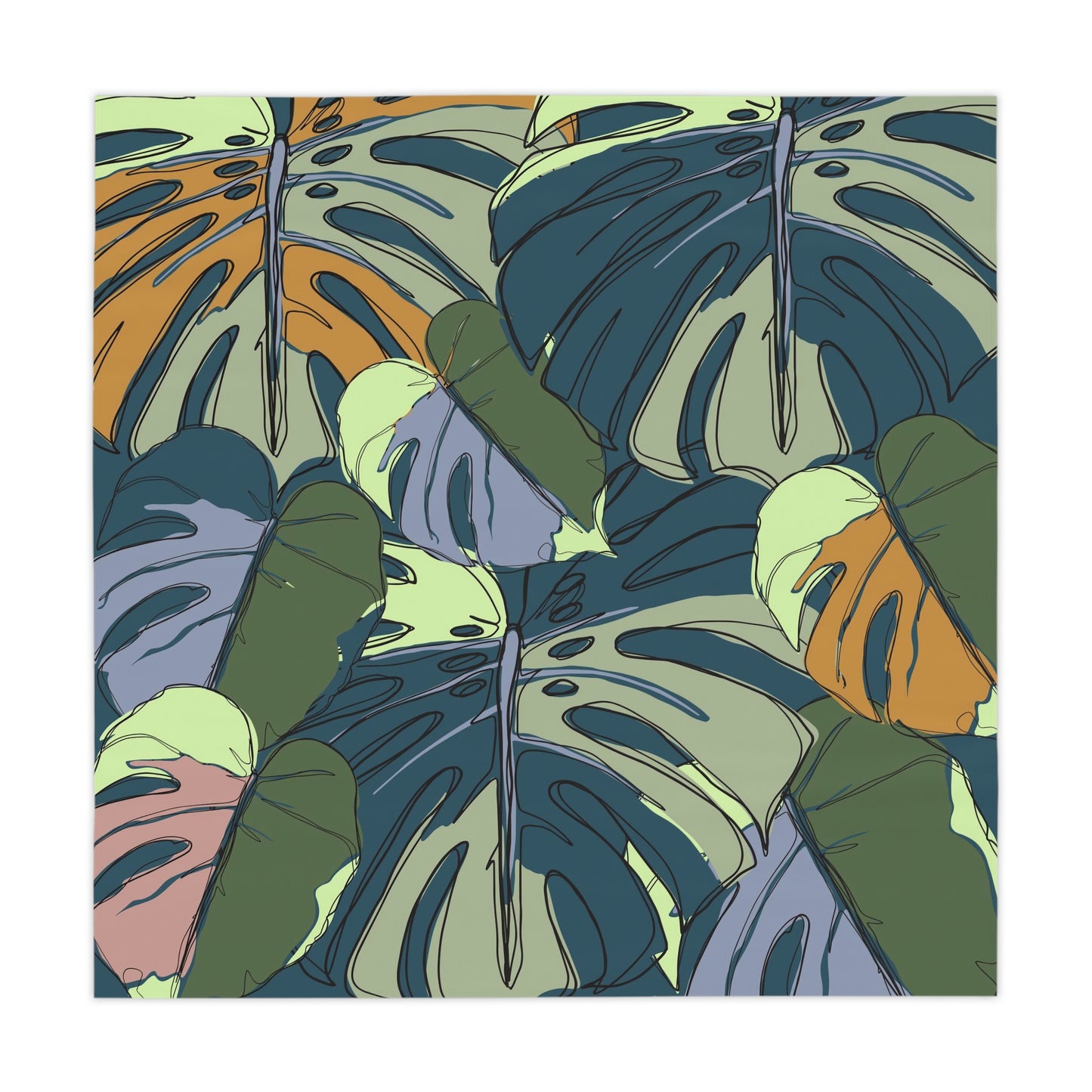 Hawaii Monstera Leaf Custom Designed Tropical Print Tablecloth