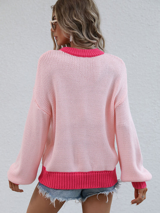 Cute Drop Shoulder Pullover Beach Sweater