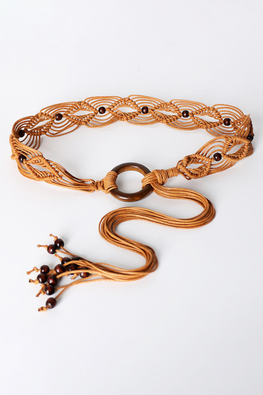 Natural Wood Beads Boho Retro Braid Belt