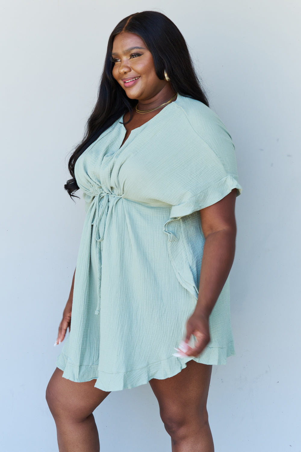 Plus Size Short Vacation Dress & Swim Cover