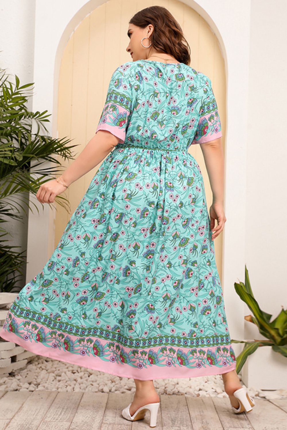 Plus Size Bohemian Tropical Maxi Dress